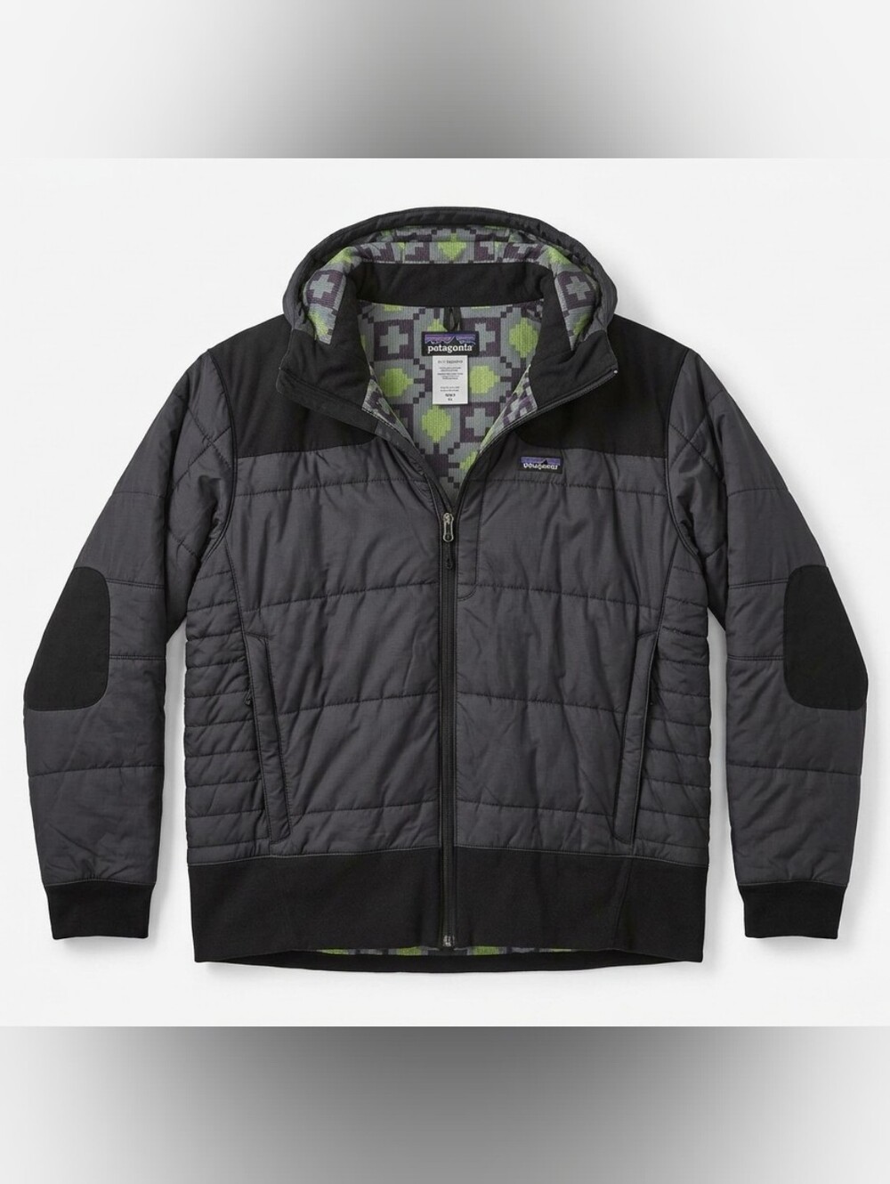 Patagonia Mens XL Rubicon Rider Insulated Jacket Black Geo Print Liner 29453 F9